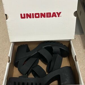 Black platform heels sandals